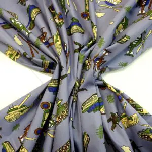 Cotton Fabric Tank Command Print grey