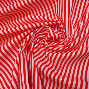 Twill Fabric Poly Cotton Stripe 5mm Red/White