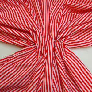 Twill Fabric Poly Cotton Stripe 5mm Red/White