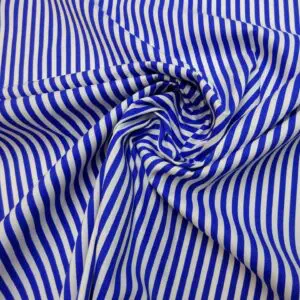 Twill Fabric Poly Cotton Stripe 5mm Royal White
