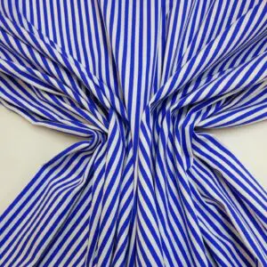 Twill Fabric Poly Cotton Stripe 5mm Royal/White