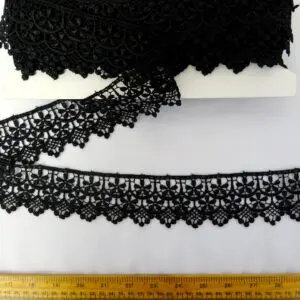 Lace Trimming 55mm Wide Guipure Lace Josie Black