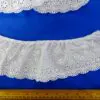 Lace Trim Gathered Broderie Anglais Viennese Swirl White