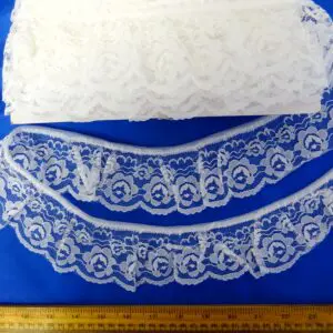 Lace Trimming 70mm Frilled Poppy Pansy White
