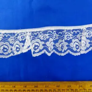 Lace Trimming 70mm Frilled Poppy Pansy White