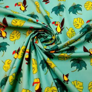 Cotton Fabric Bird Toucan Play jade