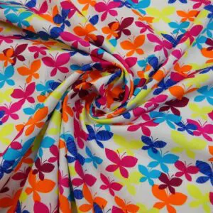 Cotton Fabric Butterfly Spiro ivory