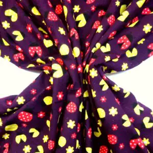 Brushed Cotton Fabric Animal Print Lady Bugs Wine