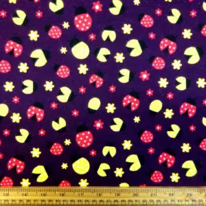 Brushed Cotton Fabric Animal Print Lady Bugs Wine
