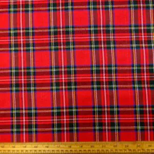 Tartan Fabric Polyester Twill Weave Royal Stuart Red