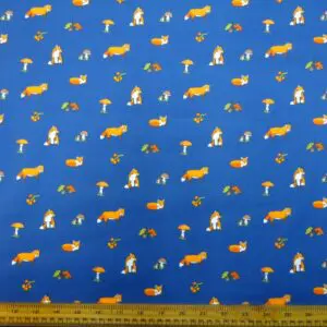 Polyester Cotton Fabric Foxy Woodland Blue