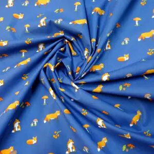 Polyester Cotton Fabric Foxy Woodland Blue