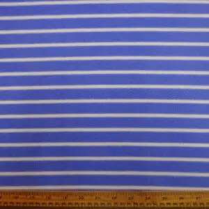 Polar Fleece Fabric Spring Stripes Cornflower Blue