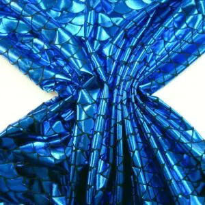 Lycra Spandex Fabric Foiled Scaled Shells Turq