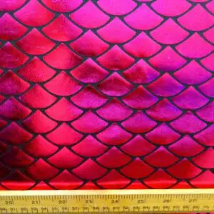 Lycra Spandex Fabric Foiled Scaled Shells Cerise