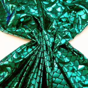 Lycra Spandex Fabric Foiled Scaled Shells Jade