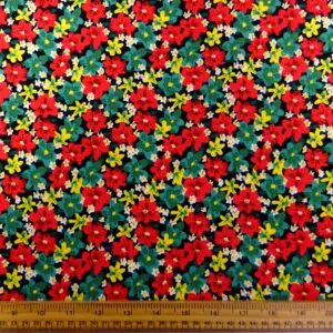 Viscose Fabric Floral Moscow Carnival Black Red