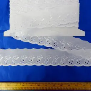 Broderie Anglais Lace Trim Glasgow Flat 5cm Wide white