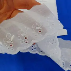 Broderie Anglais Lace Trim Glasgow Flat 5cm Wide white