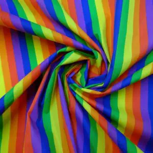 Polyester Cotton Fabric Rainbow Stripe 1cm