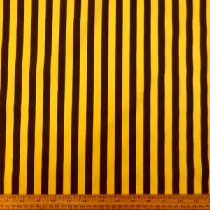 Polyester Cotton Fabric 1cm Stripe yellow/black