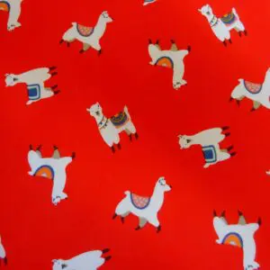 Polyester Cotton Fabric Leonard Llama red