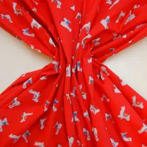 Polyester Cotton Fabric Leonard Llama red