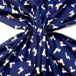 Polyester Cotton Fabric Leonard Llama navy