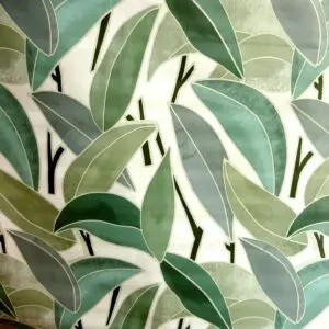 PVC Tabling Fabric Fallen Leaves Green