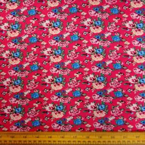 Cotton Print Fabric Floral Sweet Suzy Flowers Cerise