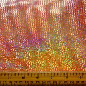 Lycra Hologram Fabric Tye Dye Ice Chip Sunset Orange Yellow