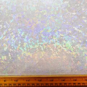 Lycra Hologram Fabric Shattered Glass Ice Chip White/Silver