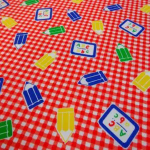 Polyester Cotton Fabric Old School Gingham Red