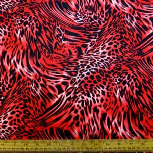 Cotton Fabric Animal Print Fierce Pantha red/black