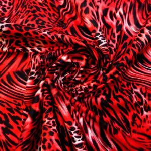 Cotton Fabric Animal Print Fierce Pantha red/black