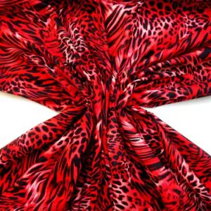 Cotton Fabric Animal Print Fierce Pantha red/black