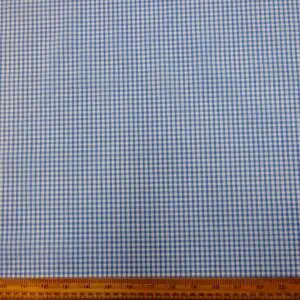 Gingham Fabric Polycotton 3mm pale blue