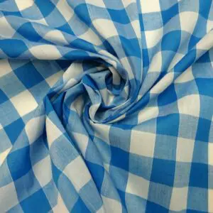 Gingham Fabric Polyester Cotton 24mm Wide turquoise