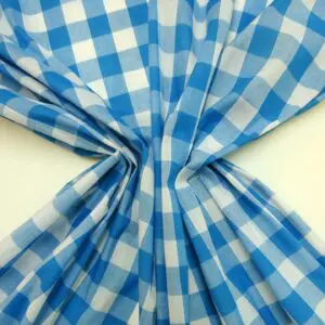 Gingham Fabric Polyester Cotton 24mm Wide turquoise