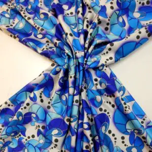 Lycra Patterned Fabric Techno Motion Blue