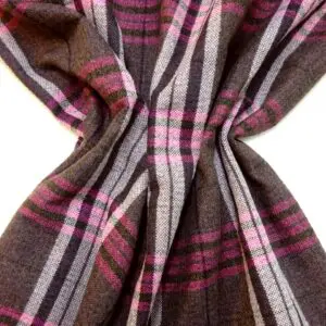 Suiting Fabric Tartan Wilson Checks Cerise Grey