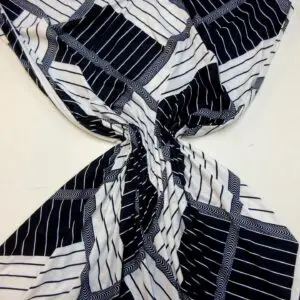 T-Shirting Fabric Stripe Linear Illusion Black/White