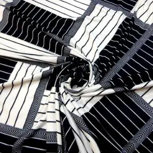 T-Shirting Fabric Stripe Linear Illusion Black/White