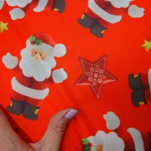 Jersey Fabric Father Christmas Red