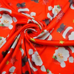 Jersey Fabric Father Christmas Red