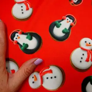 Jersey Fabric Christmas Snowmen Red