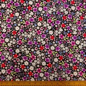 Crepe De Chine Fabric Floral Dolly Mixture Black
