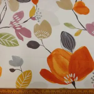 Curtain Fabric Canvas Lugano Burnt Orange Ivory