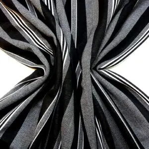 Warm Jersey Fabric Herringbone Stripe Black White