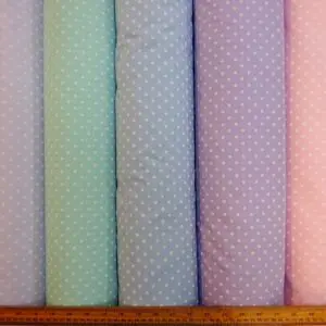 Polyester Cotton Fabric Pea Spot White On